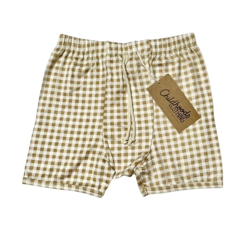 NWT Childhoods Tan Gingham Rib Knit Shorts Size 10/11
